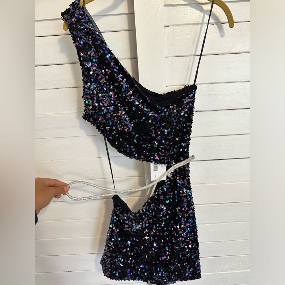 NWT NUÉ Kenza Rhinestone Mini Dress